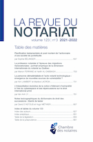 Cover for issue 'Volume 123, Number 3, 2021–2022' of the journal 'Revue du notariat'