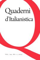 Cover for issue 'Volume 44, Number 1, 2023' of the journal 'Quaderni d'Italianistica'