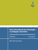 Cover for issue 'Volume 19, Number 3, 2022' of the journal 'Revue internationale des technologies en pédagogie universitaire / International Journal of Technologies in Higher Education'