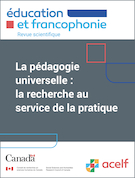 Couverture du numéro 'La pédagogie universelle : la recherche au service de la pratique' de la revue 'Éducation et francophonie'